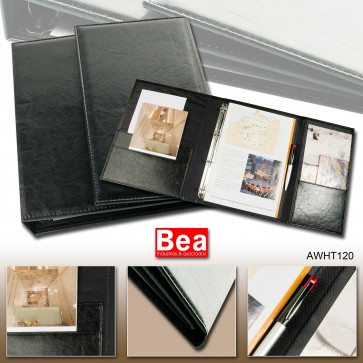 Carpeta de Dossier servicios de habitaciÃ³n hotel, dividida en 3 partes AWHT 120