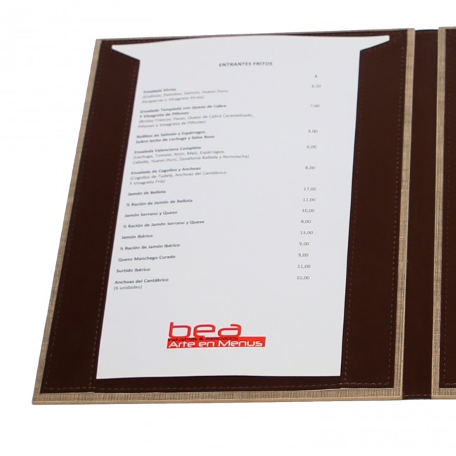 19 - AWEM326 - Ementa A4 Madeira Laminada - 15x32 - 19x32 com interior com guias livro cheques
