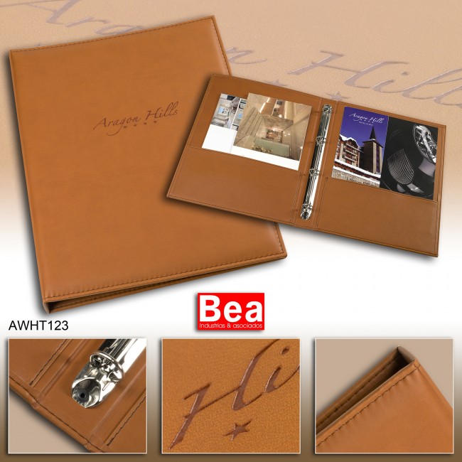 Carpeta de HabitaciÃ³n hotel Formato Sup. A4 color camel Hotel AragÃ³nhills AWHT 123